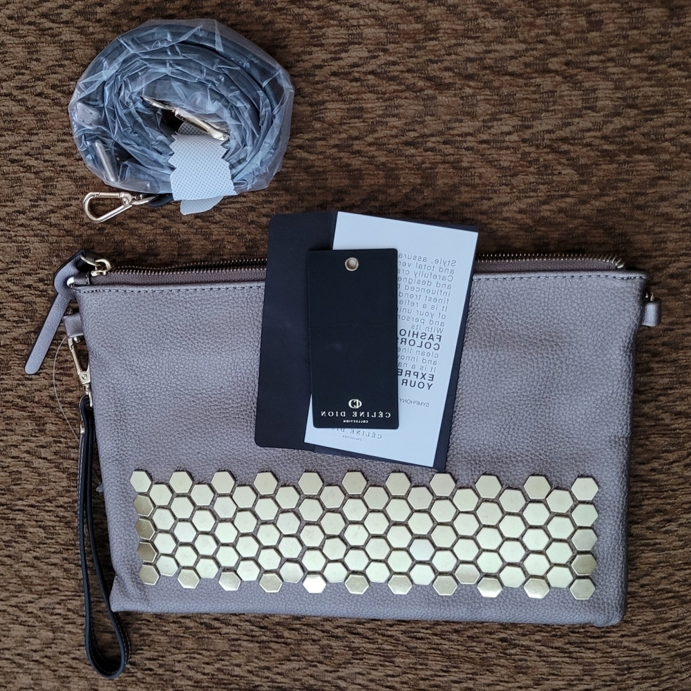 Gold and Gray Hexagon Clutch by Cellier Dior